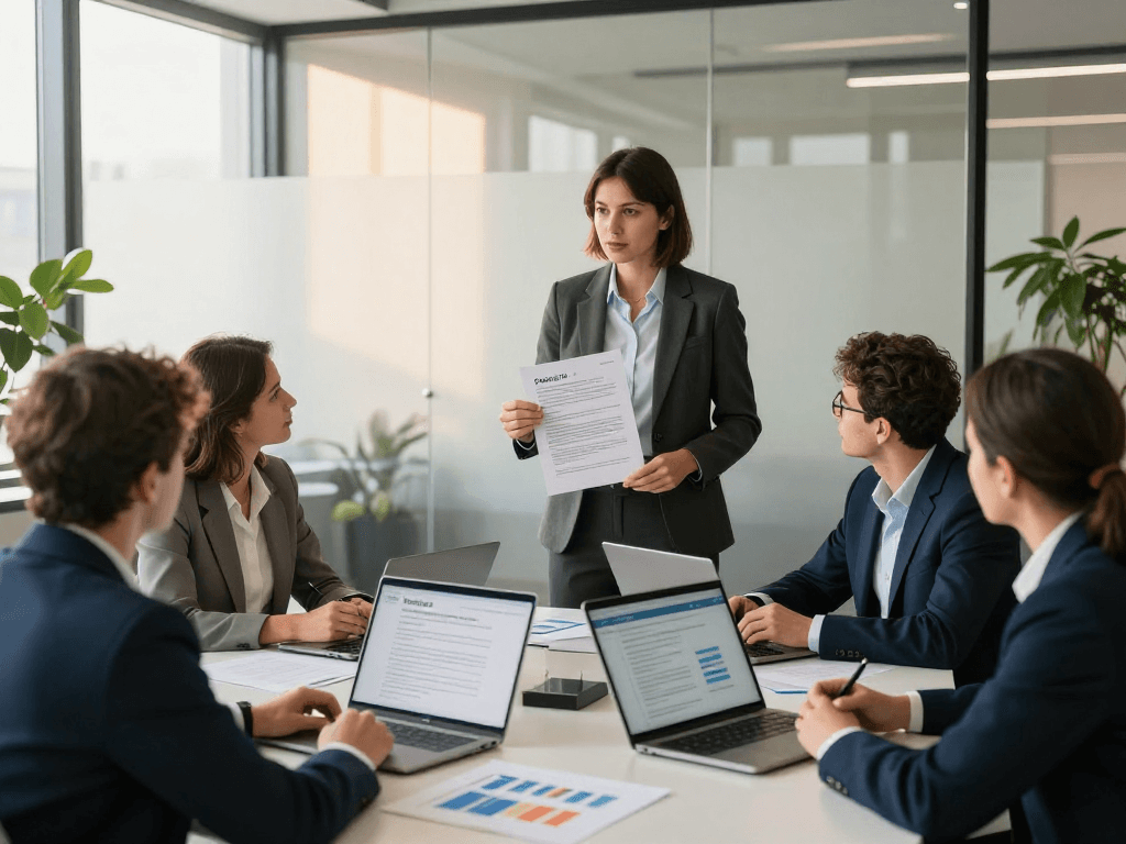 Professioneller Beratungsraum zum Thema Datenschutz auf der Startseite, wo Lösungen und Strategien vorgestellt werden.