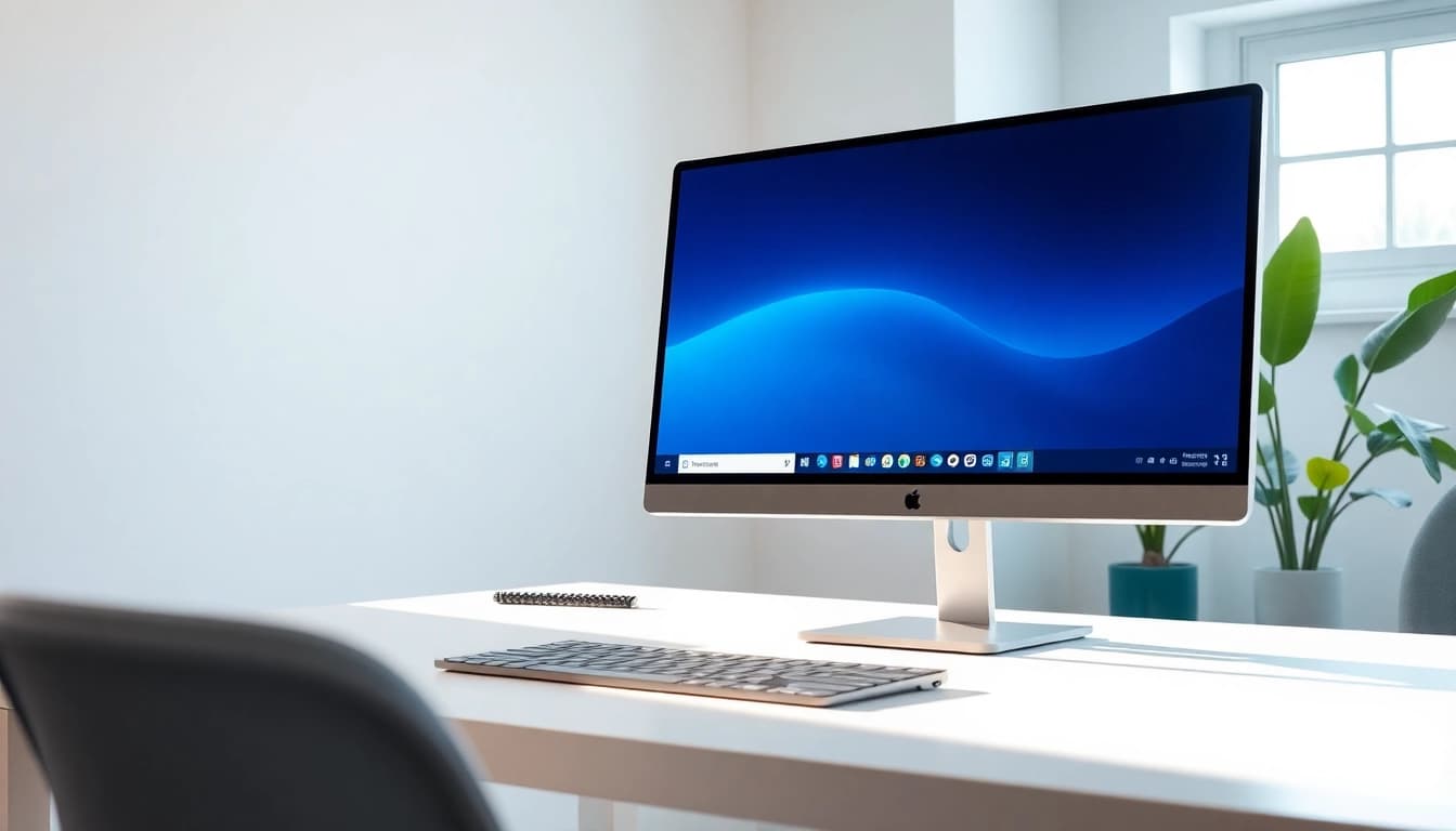 Windows 11 Pro Original-Lizenz kaufen im professionellen Computerarbeitsplatz mit hellem Licht.