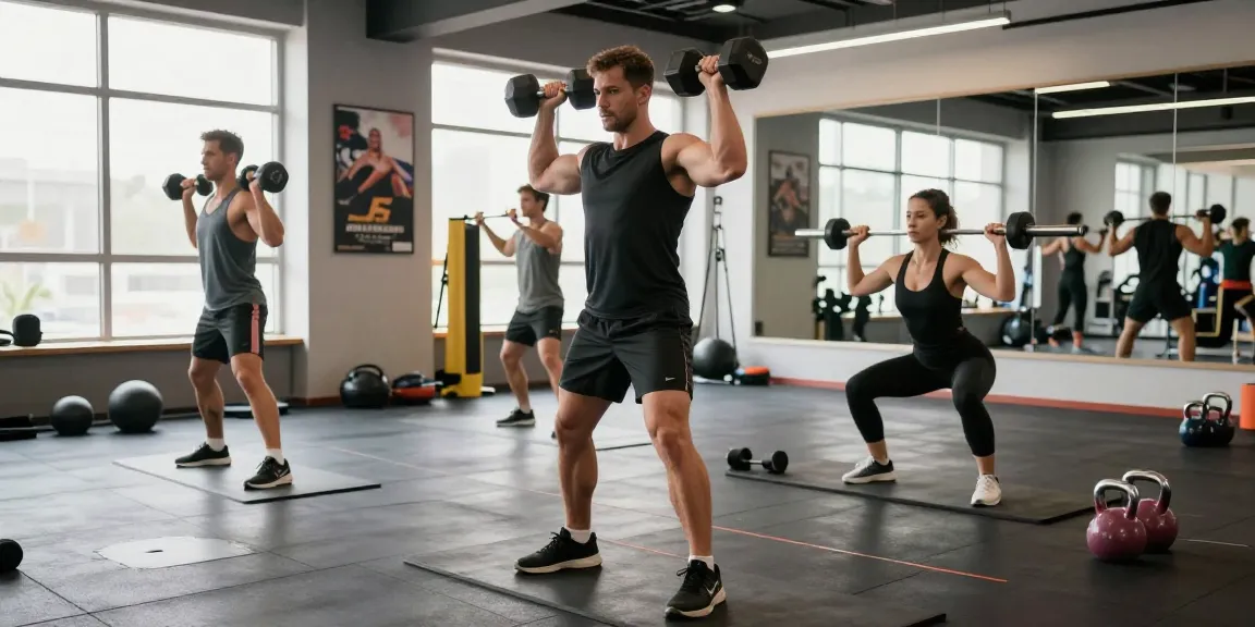 Anabolika-Shop: Bodybuilder im Fitnessstudio beim Training mit Gewichten und modernem Fitnesszubehör.