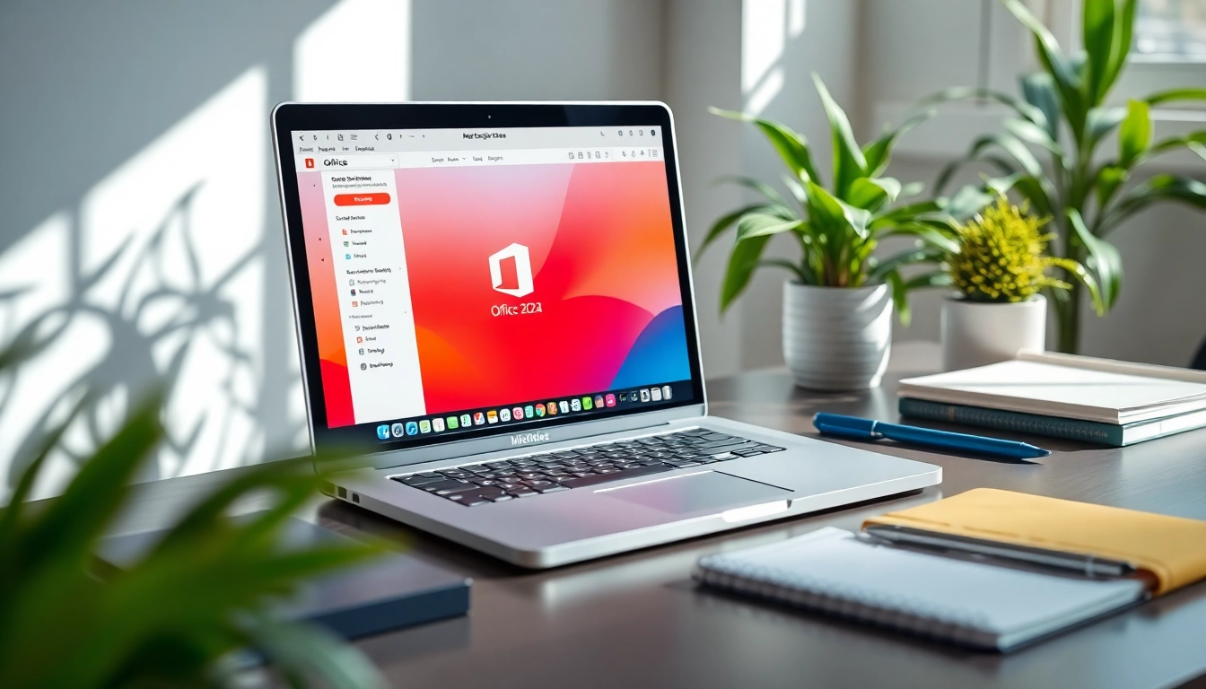 Office 2024 für Apple Geräte herunterladen auf einem MacBook im modernen Arbeitsumfeld