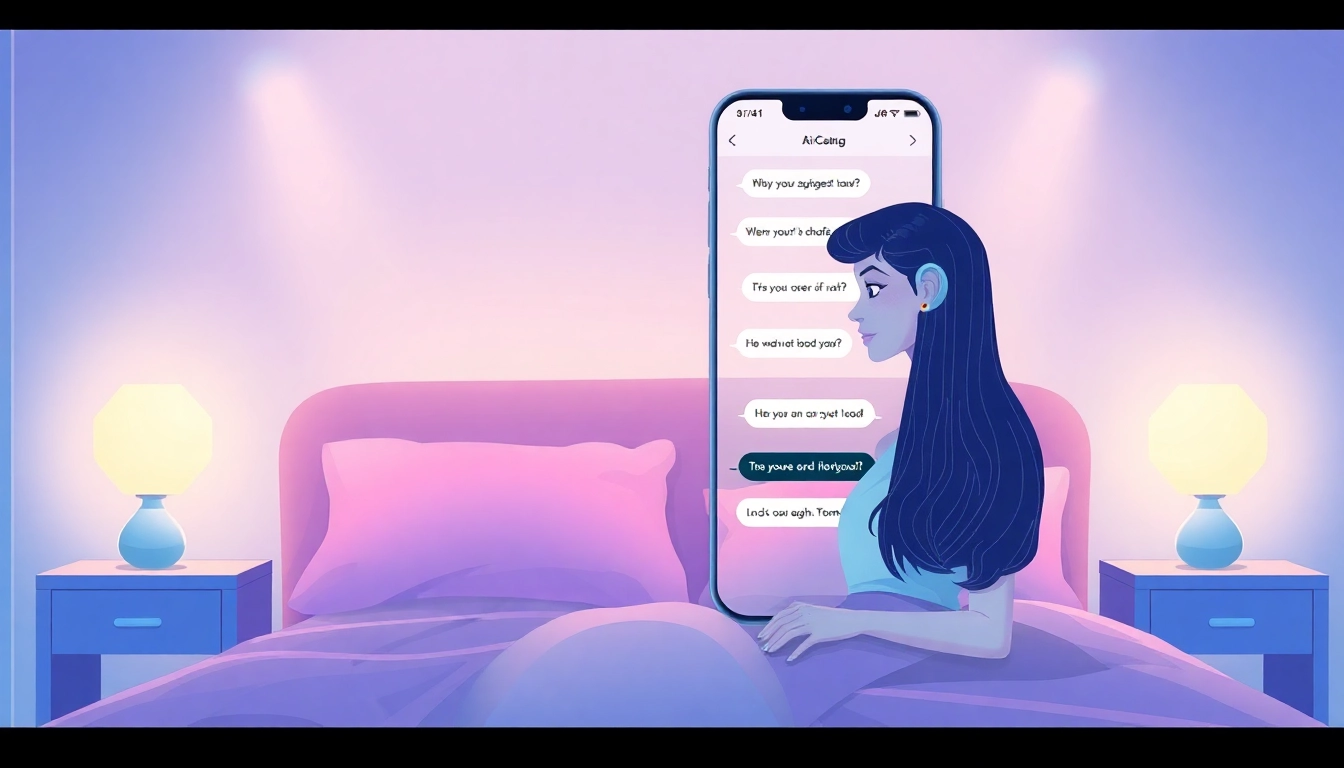 Engaging ai sexting conversation on a smartphone screen in a cozy bedroom.