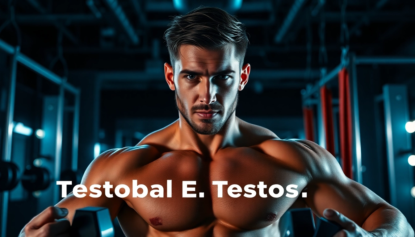 Testobal E Testosteron Enanthate wird von einem fitten Sportler in einem professionellen Fitnessstudio verwendet.
