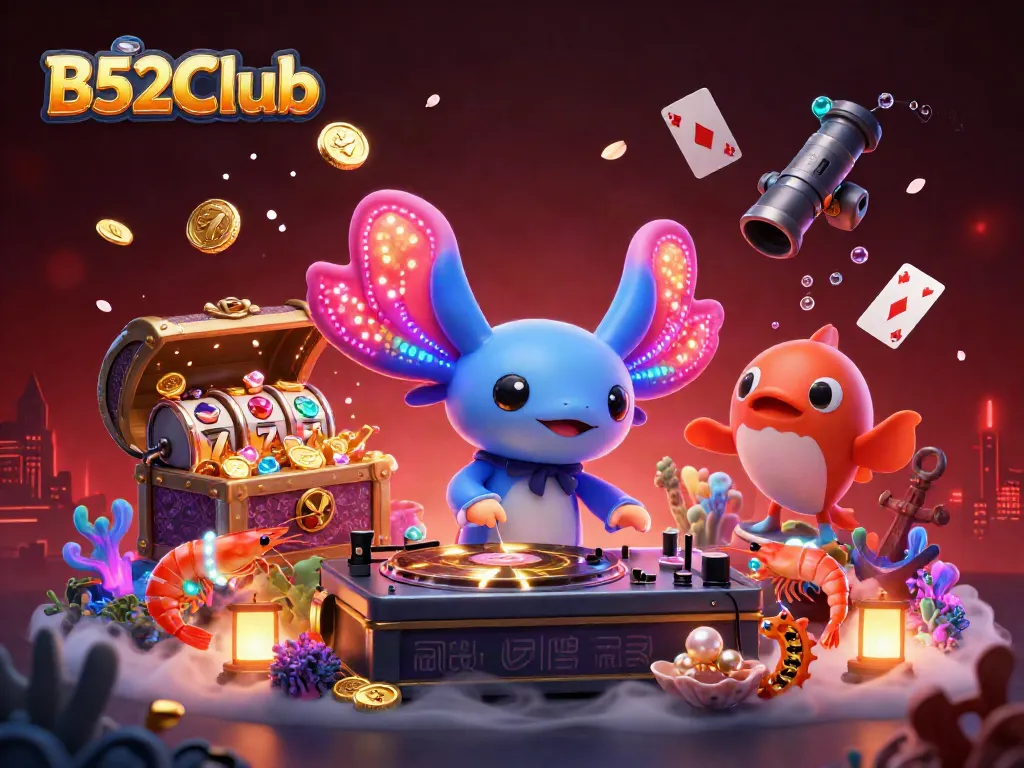 B52Club: Engage in the vibrant underwater casino adventure with animated characters and dazzling treasures.