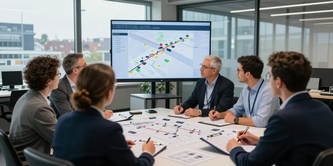 Spedition in Bielefeld: Team von Logistikexperten bei der Planung internationaler Transporte.