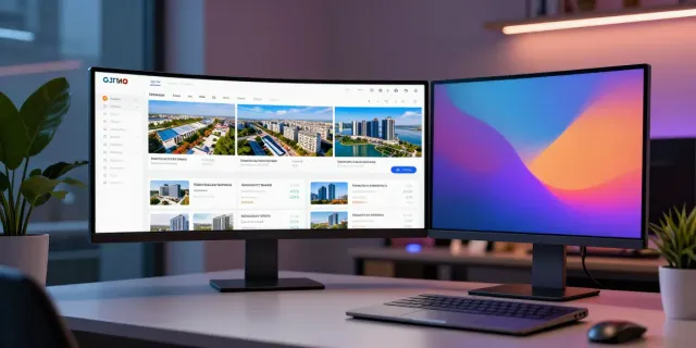 Professioneller Immobilienmakler Ulm Bildschirm mit modernen Softwarelösungen