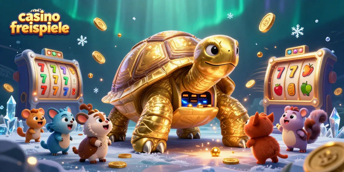 Spiel mit realz casino freispiele, wo ein großer goldener Schildkröte und aufregende Slot-Elemente die Szenerie füllen.